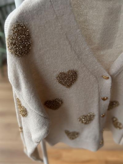 Kalpli Punch İşlemeli Krem Rengi Hırka