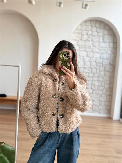 Kancalı Taş Rengi Teddy Mont 