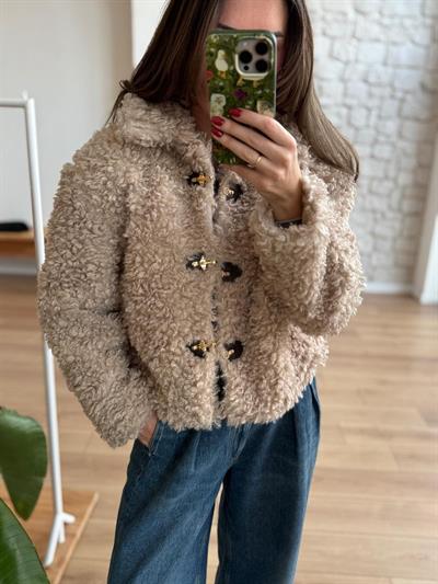 Kancalı Taş Rengi Teddy Mont 