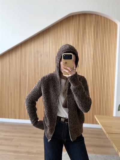 Kapüşonlu Triko Hırka