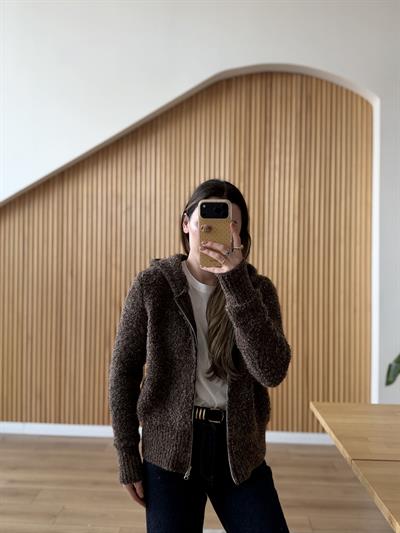 Kapüşonlu Triko Hırka