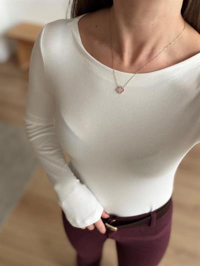 Kayık Yaka Uzun Kol Ekru Body