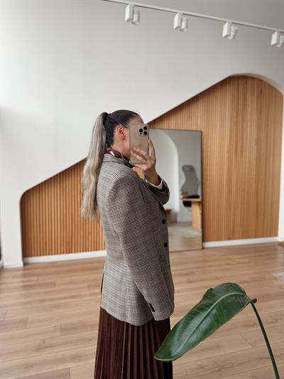 Kazayağı Desenli Blazer Ceket