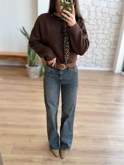 Kemerli Eskitme Jean