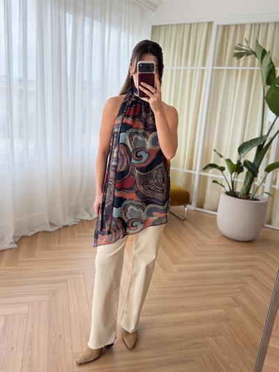 Kemerli Kesik Paça Krem Rengi Jean