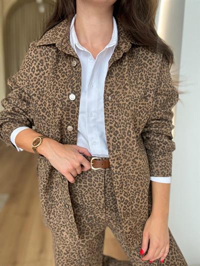 Kemerli Leopar Desen Pantolon