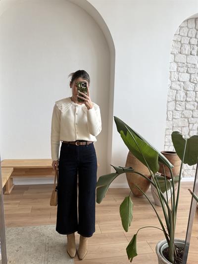 Kemerli Pensli Lacivert Jean