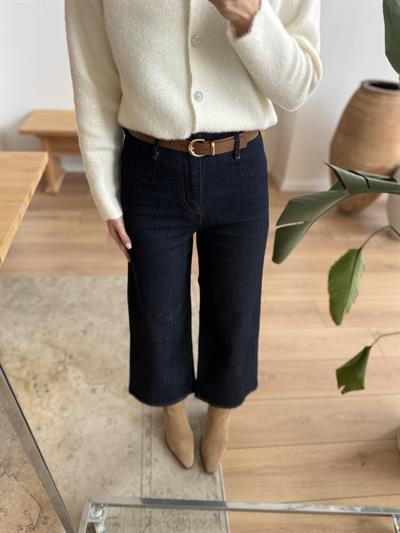 Kemerli Pensli Lacivert Jean