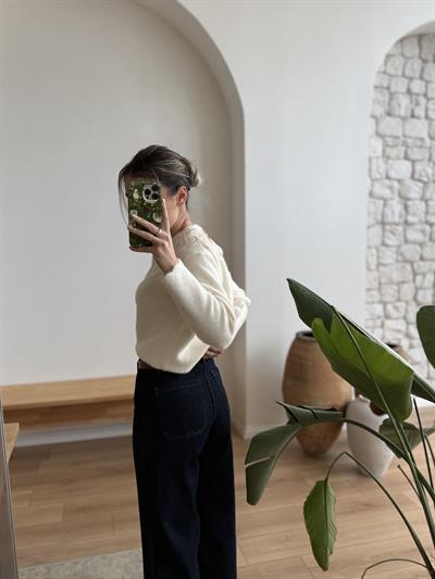 Kemerli Pensli Lacivert Jean