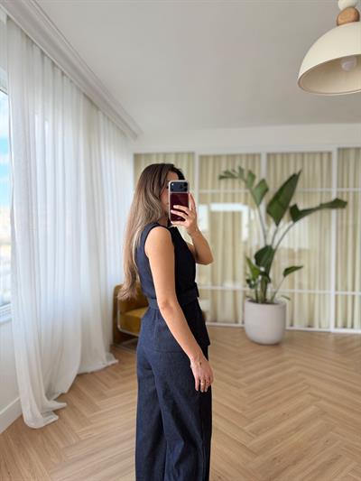 Kemerli Tensel Denim Alt-Üst Takım