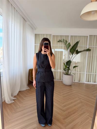 Kemerli Tensel Denim Alt-Üst Takım