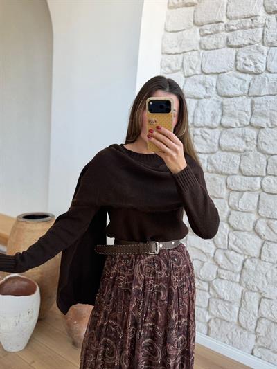 Kendinden Atkılı Kahverengi Kazak 