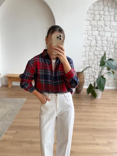 Kırmızı-Lacivert Oduncu Gömlek