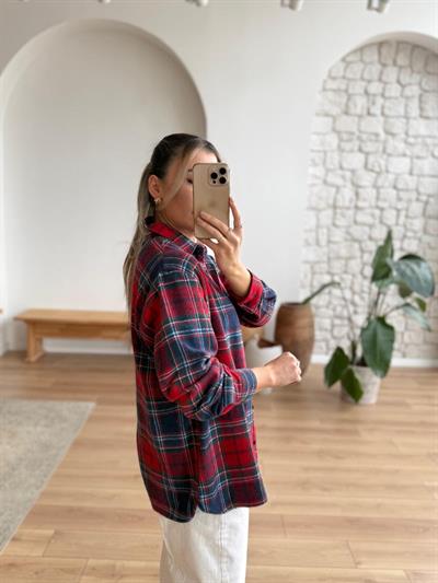 Kırmızı-Lacivert Oduncu Gömlek