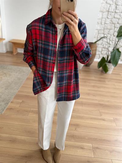 Kırmızı-Lacivert Oduncu Gömlek