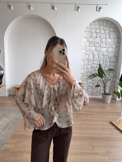 Krokodil Desen Şifon Bluz