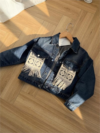 Kroşe Cepli Denim Ceket