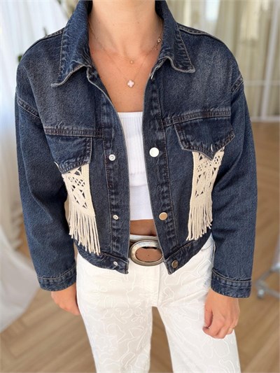 Kroşe Cepli Denim Ceket