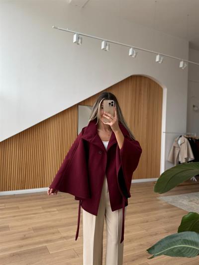 Kuşaklı Bordo Kaşe Panço