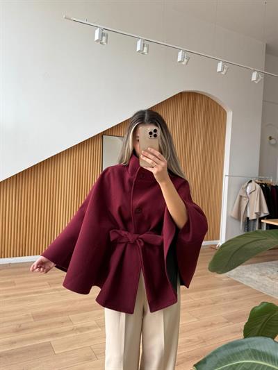 Kuşaklı Bordo Kaşe Panço