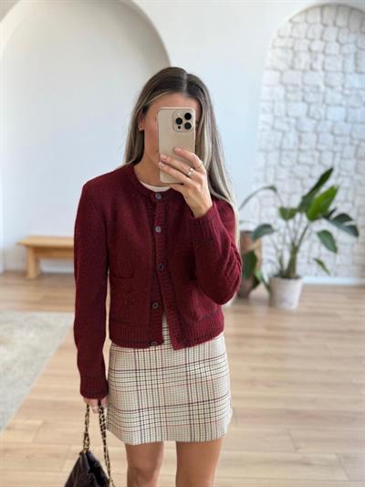 Lacivert Biyeli Cepli Bordo Hırka