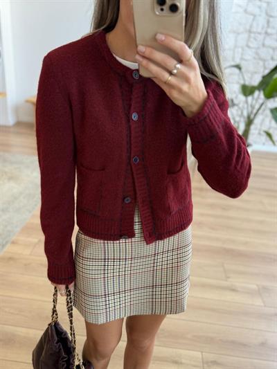 Lacivert Biyeli Cepli Bordo Hırka