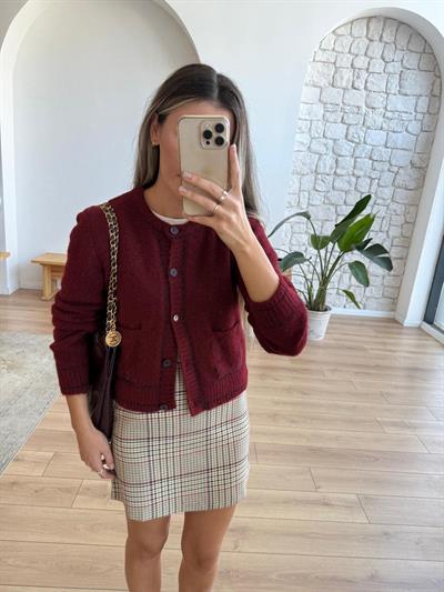 Lacivert Biyeli Cepli Bordo Hırka