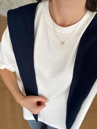 Lacivert Şal Detaylı Tshırt