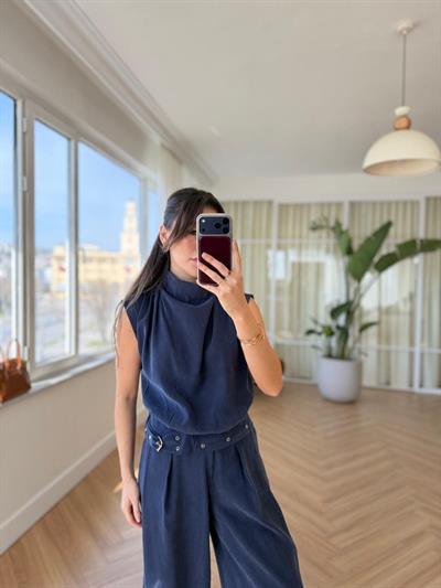 Larassa İndigo Tensel Bluz 