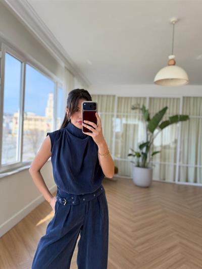 Larassa İndigo Tensel Bluz 