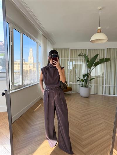 Larassa Kahverengi Tensel Bluz 