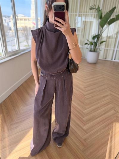 Larassa Kahverengi Tensel Bluz 