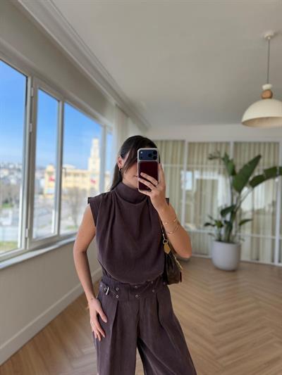 Larassa Kahverengi Tensel Bluz 