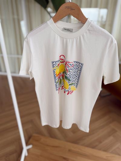 Lemon Baskılı Basic Tshirt