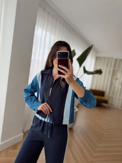 Lia Denim Garnili Lacivert Tensel Takım
