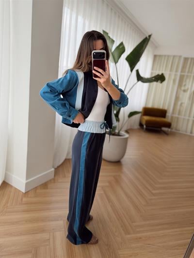 Lia Denim Garnili Lacivert Tensel Takım