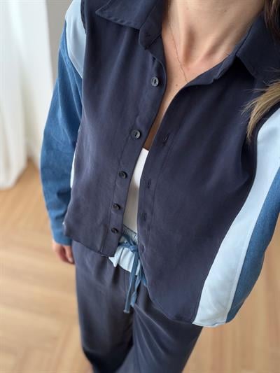 Lia Denim Garnili Lacivert Tensel Takım