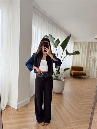 Lia Denim Garnili Siyah Tensel Takım