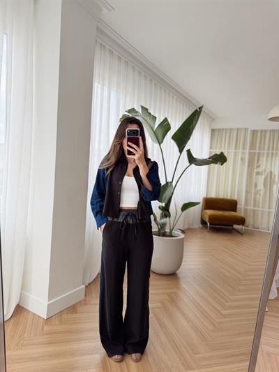 Lia Denim Garnili Siyah Tensel Takım