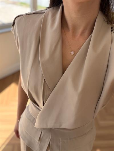 Lily Tensel Kumaş Bej Takım