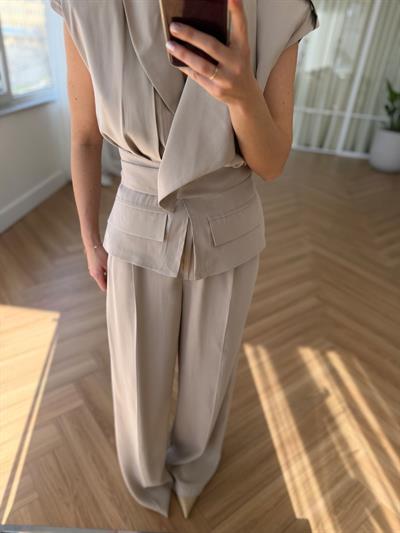 Lily Tensel Kumaş Bej Takım