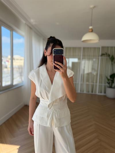 Lily Tensel Kumaş Beyaz Takım