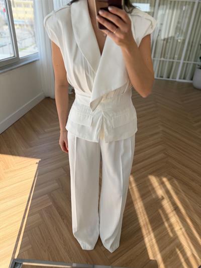 Lily Tensel Kumaş Beyaz Takım