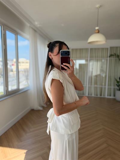 Lily Tensel Kumaş Beyaz Takım