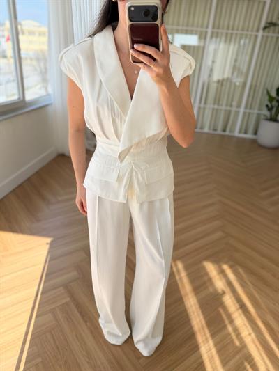 Lily Tensel Kumaş Beyaz Takım