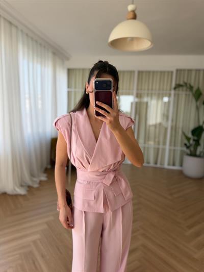 Lily Tensel Kumaş Pembe Takım