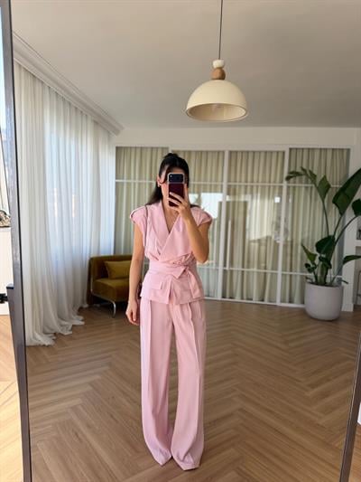 Lily Tensel Kumaş Pembe Takım