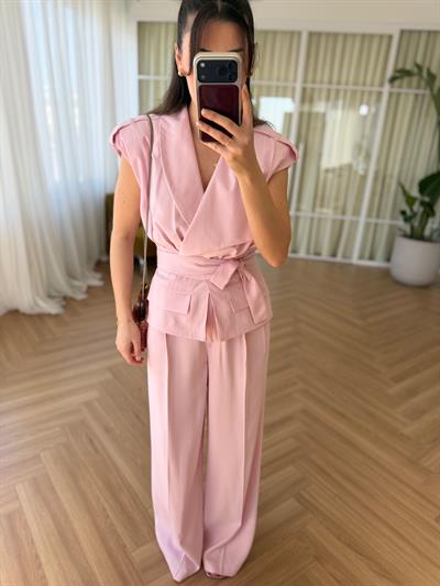 Lily Tensel Kumaş Pembe Takım