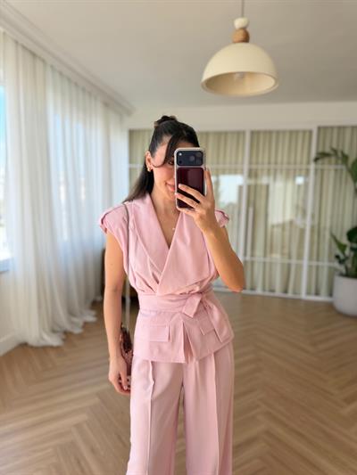 Lily Tensel Kumaş Pembe Takım