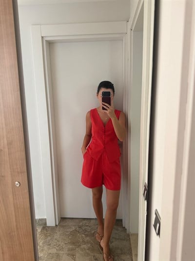 Liora Kırmızı Şort Takım